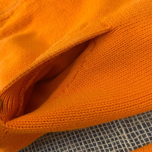 Ralph Lauren Sport Orange Full Zip Cardigan, Size S/P, Yellow Logo, Pockets - Picture 7 of 11